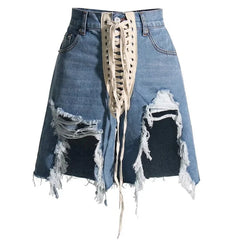 The Peyton High Waist Distressed Denim Shorts