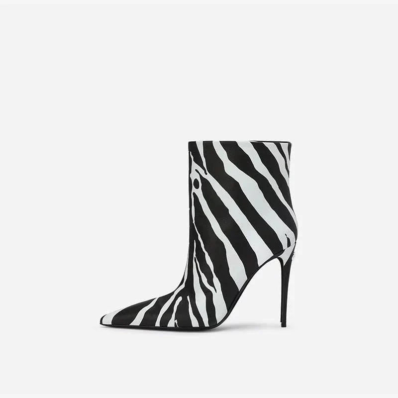 The Zebra High-Heel Ankle Boots