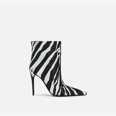 The Zebra High-Heel Ankle Boots