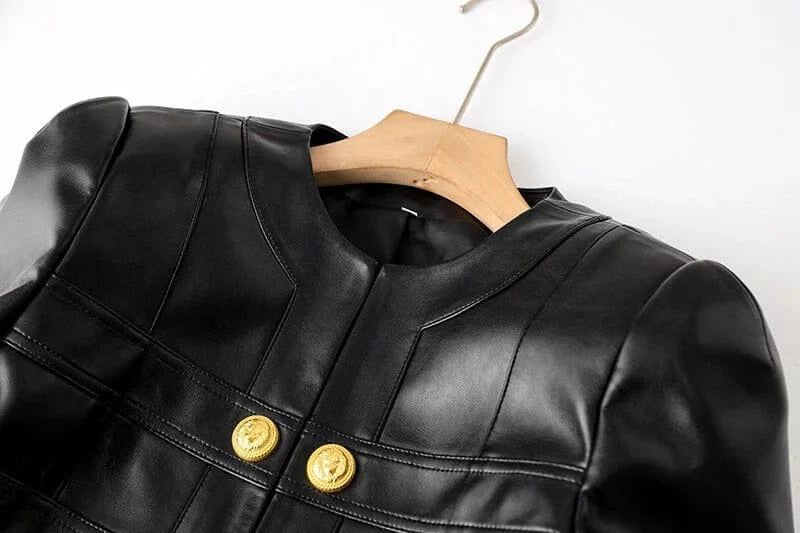 The Rochelle Faux Leather Cropped Moto Jacket