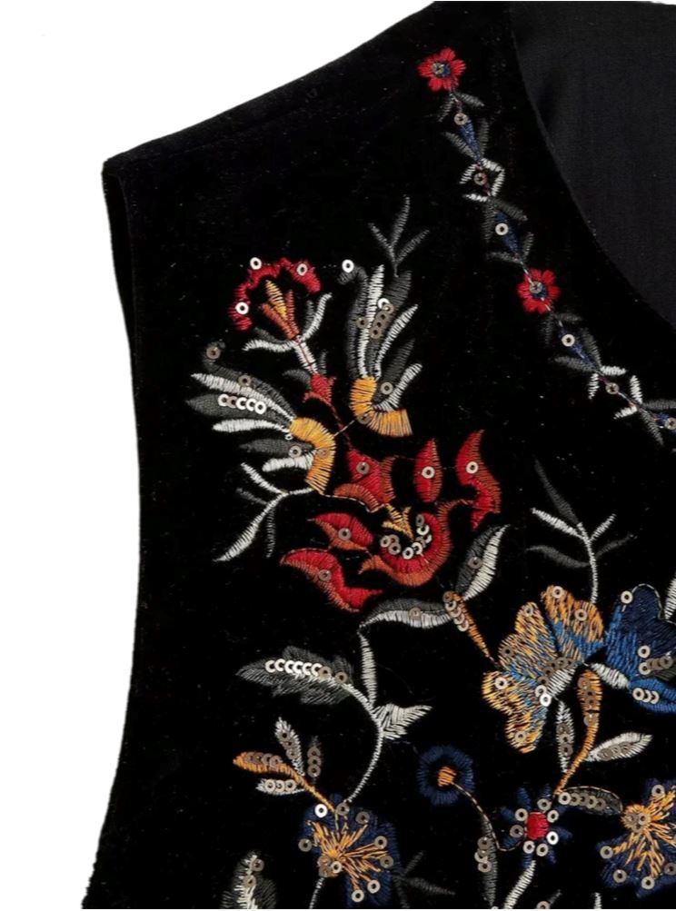 The Aurelia Velvet Embroidered Waistcoat - Multiple Colors