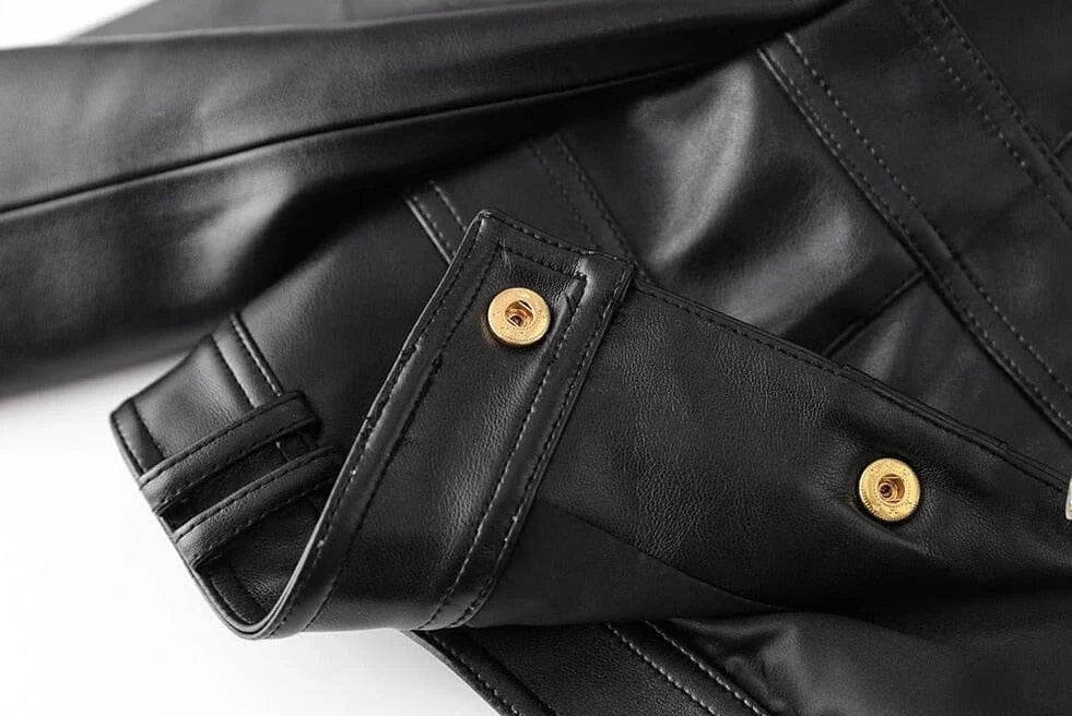 The Rochelle Faux Leather Cropped Moto Jacket