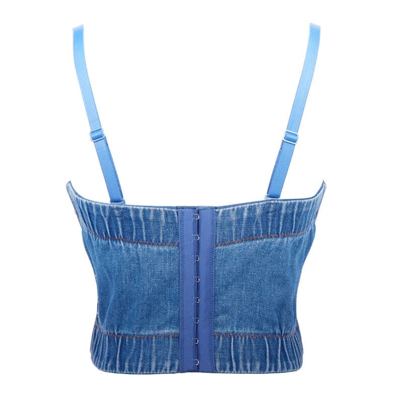 The Bermuda Crop Top Rhinestone Denim Camisole