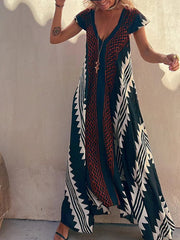 Shannon Bohemian Aztec Print Maxi Dress