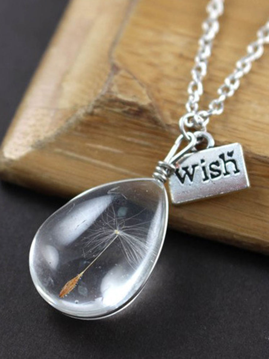 Reversible Crystal Pendant Dandelion Time Stone Necklace