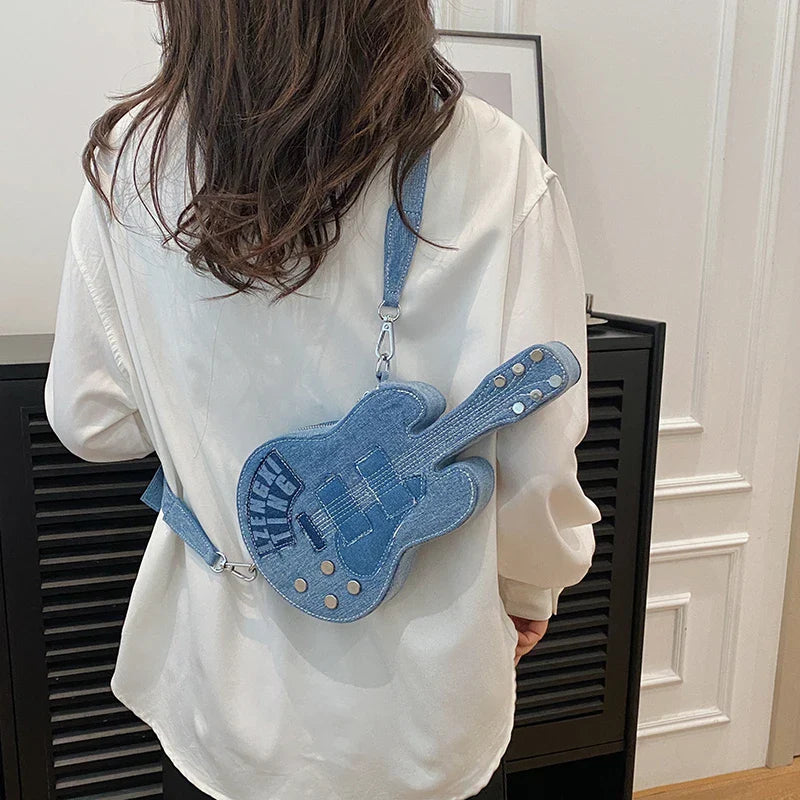 Guitar Denim Shoulder Bag