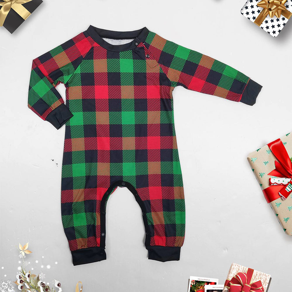 Christmas Family Matching Pajamas Set Green Grid Pajamas