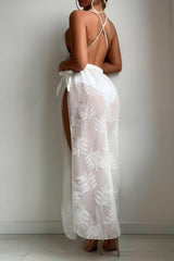 One-Piece White Sexy Backless Long Skirt Two-Piece Swimsuit