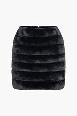 Zipper Faux Fur Mini Skirt