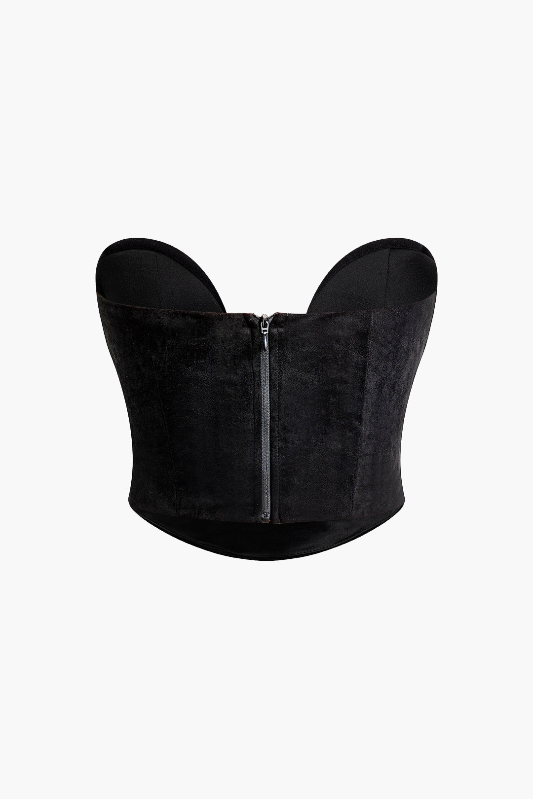 Zipper V-neck Bustier Tube Top