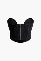 Zipper V-neck Bustier Tube Top