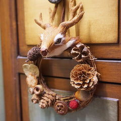 Christmas Deer Head Pinecones Hanging Decoration