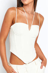 Zipper Slip Halter Corset Top