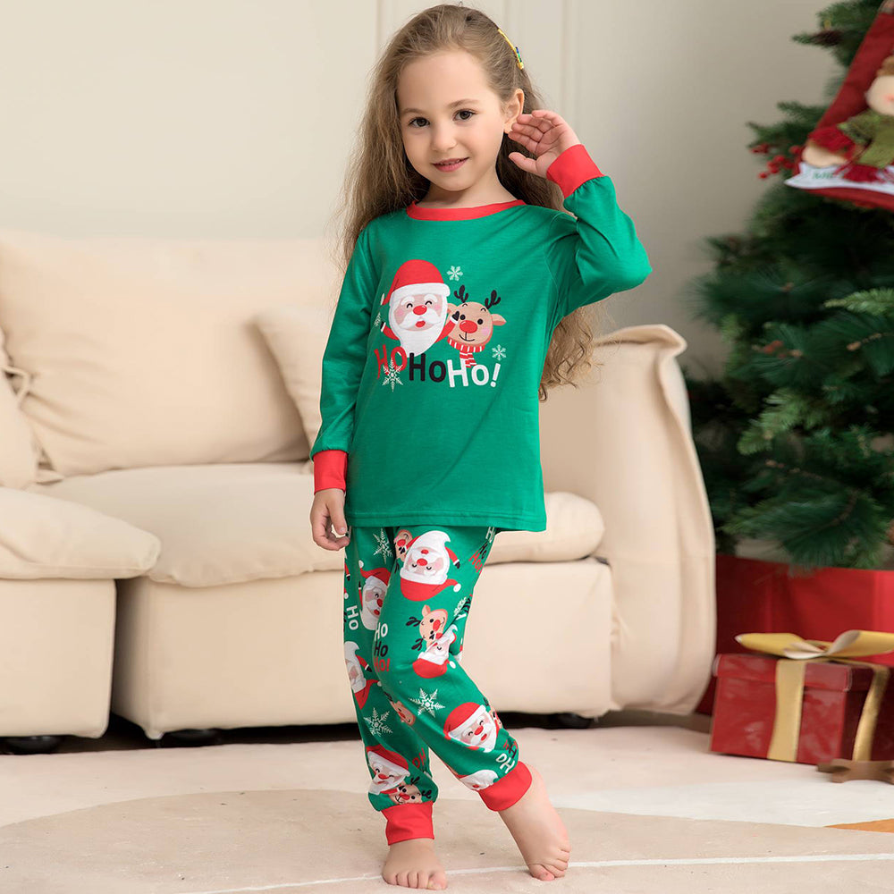 Christmas Family Matching Pajamas Set Green Santa Claus Pajamas