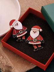 Christmas Cute Stud Earrings Movable Santa Claus