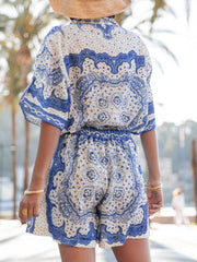 Unique Paisley Print Loose Shirt And Shorts Two-Piece Set