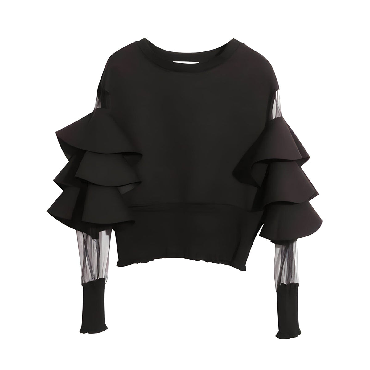 The Bella Ruffled Long Sleeve Blouse - Jet Black