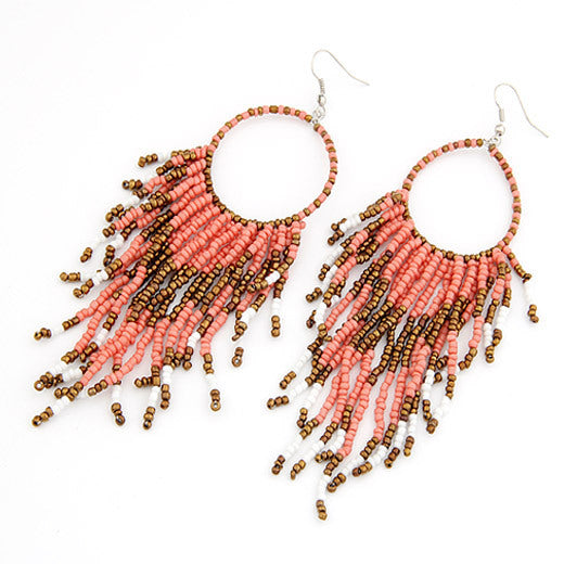 Boho Ethnic Long Tassel Beaded Earrings