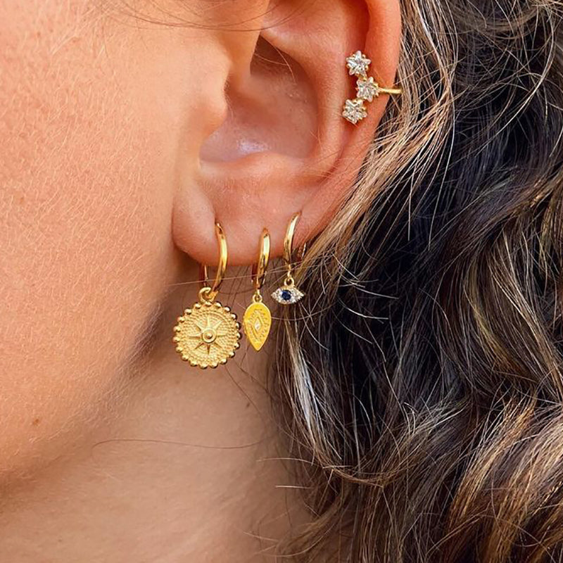 Bohemian Round Coin Zircon Earrings