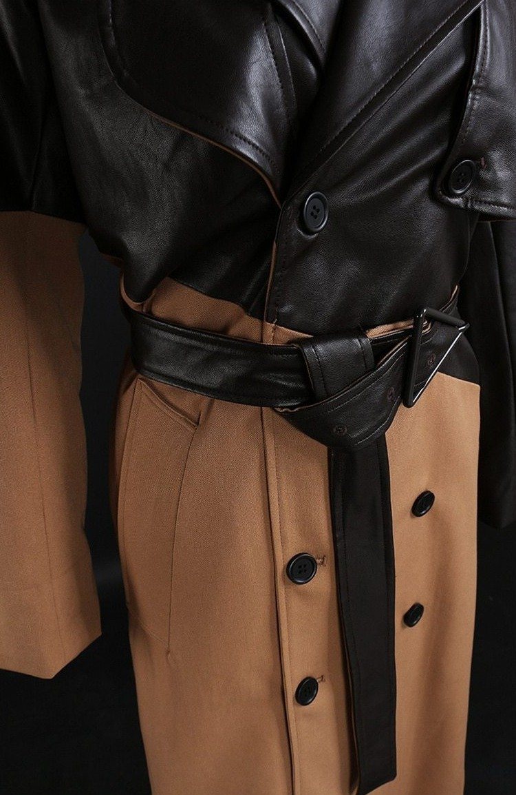 The Espresso Long Sleeve Spliced Trenchcoat