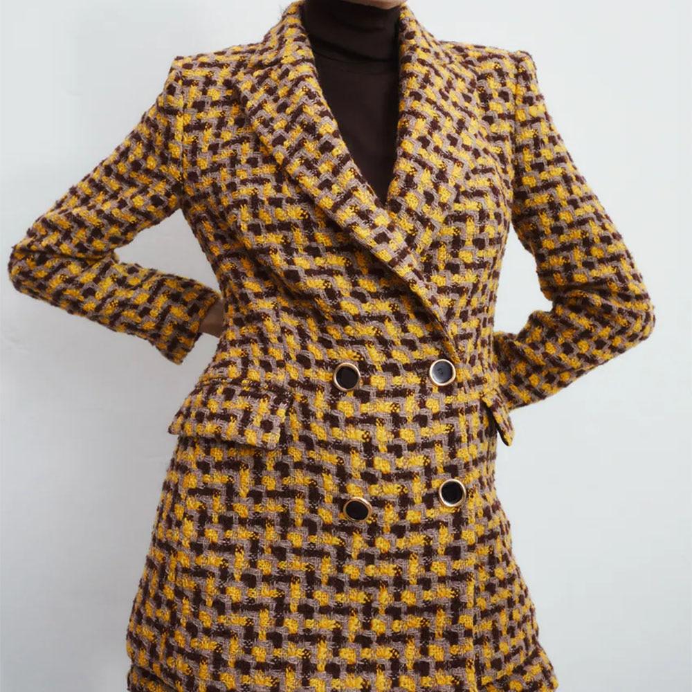 The Hive Houndstooth Long Sleeve Blazer