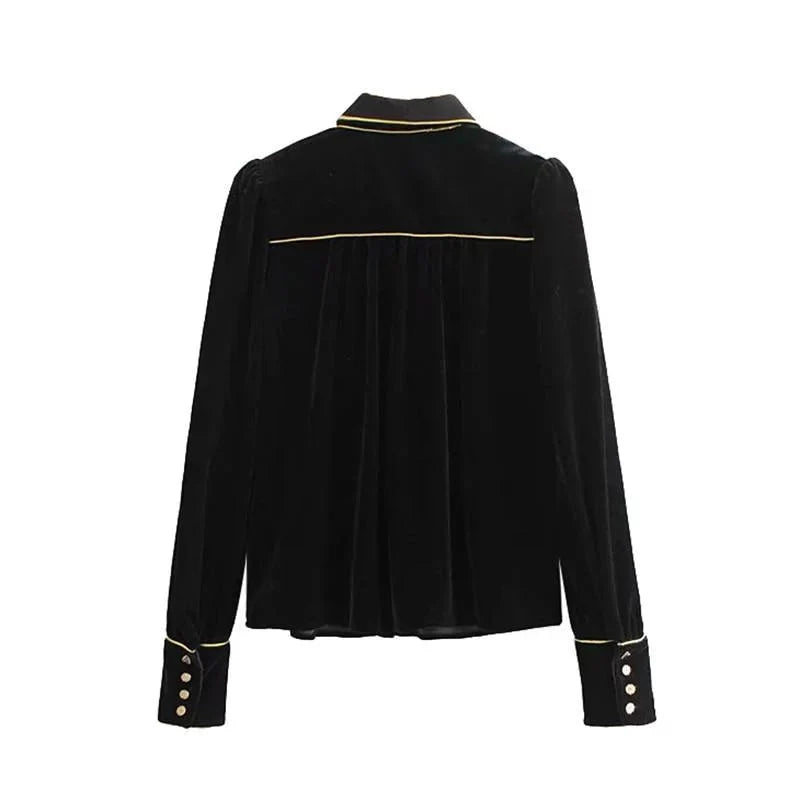 The Louise Velvet Bow Tie Blouse