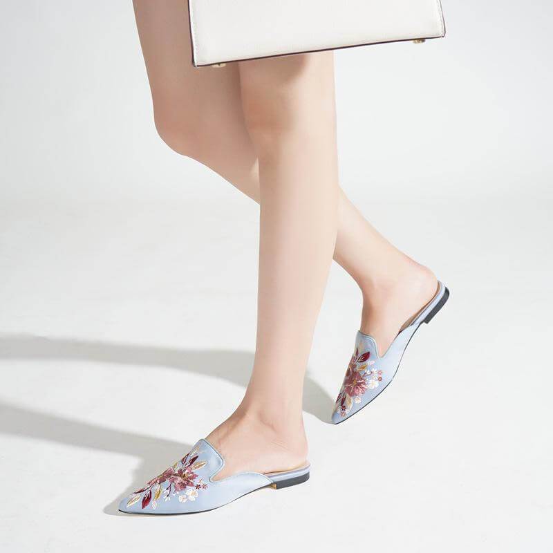 The Flora Satin Mules Slip On Loafers - Multiple Colors