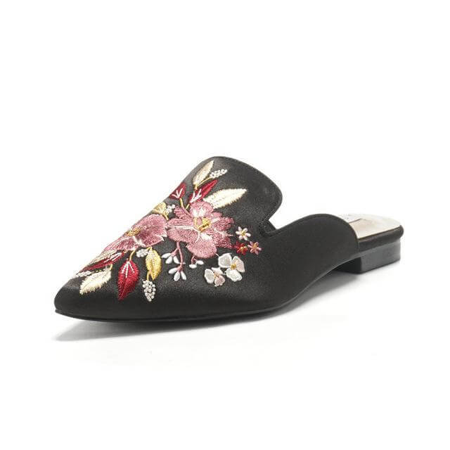 The Flora Satin Mules Slip On Loafers - Multiple Colors