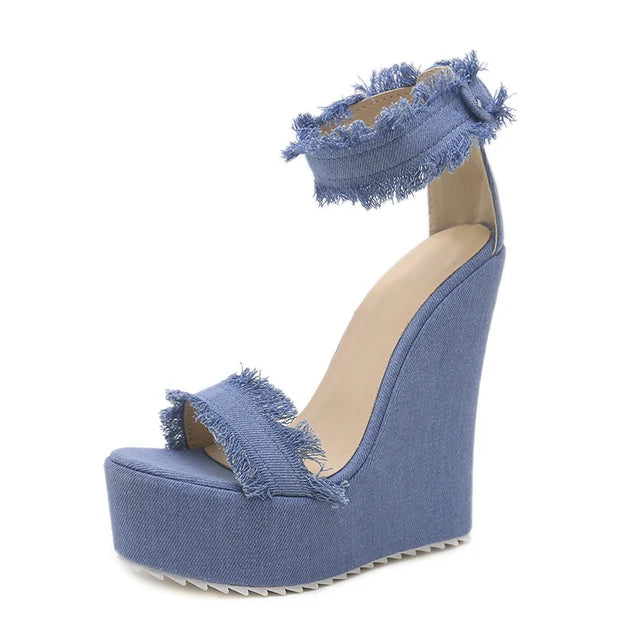 Sabrina Denim High Sandals