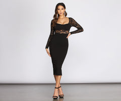 Muriel Illusion Lace Crepe Dress - Lady Occasions