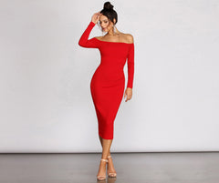 Rose Off The Shoulder Midi Dress - Lady Occasions