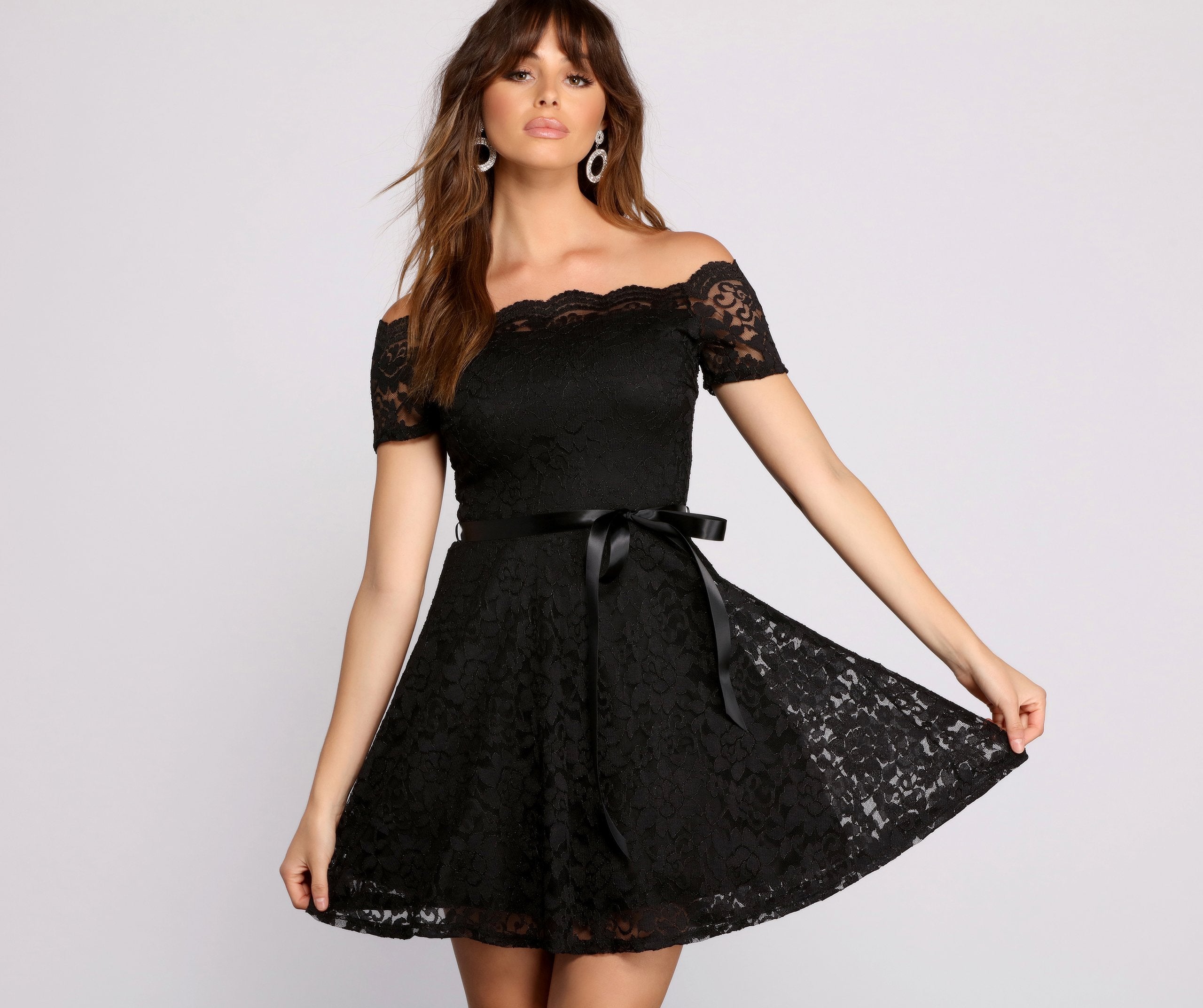 Mackenzie Off The Shoulder Lace Party Dress - Lady Occasions