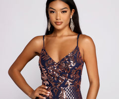 Stella Formal Sequin Scroll Print Mini Dress - Lady Occasions