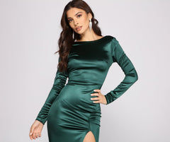 Nora Satin Open Back Midi Dress - Lady Occasions