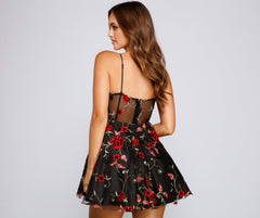 Jessica Embroidered Illusion Party Dress - Lady Occasions