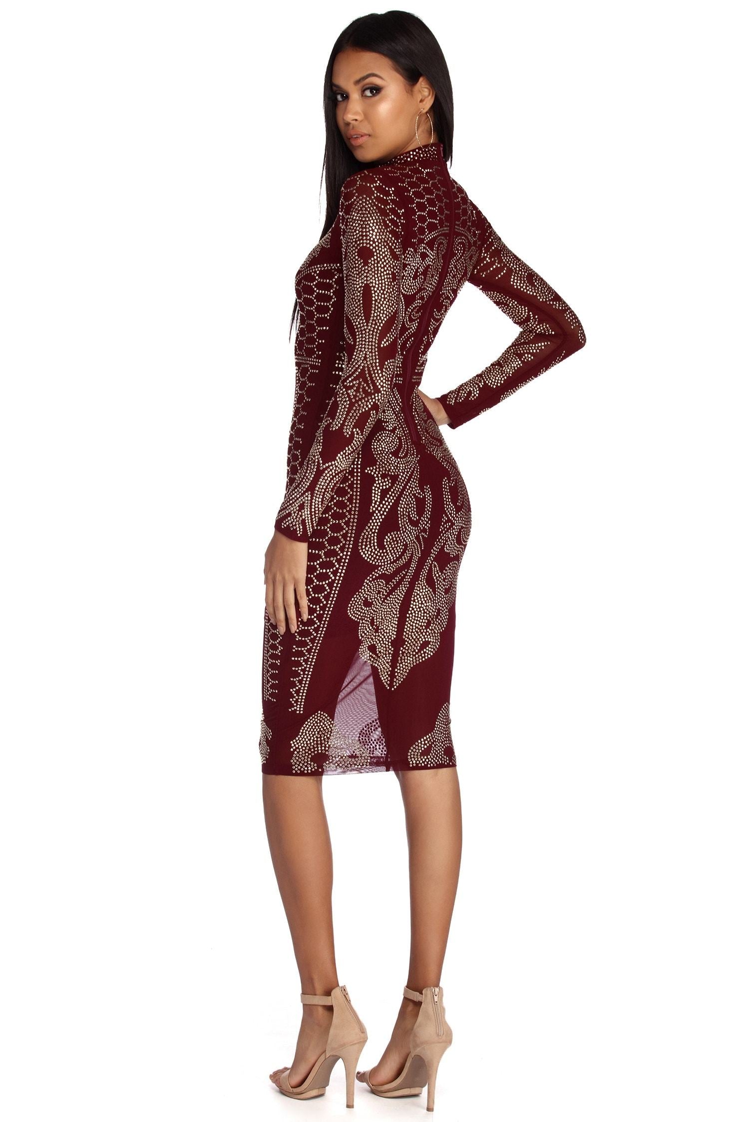 Arabella Formal Heat Stone Mesh Dress - Lady Occasions