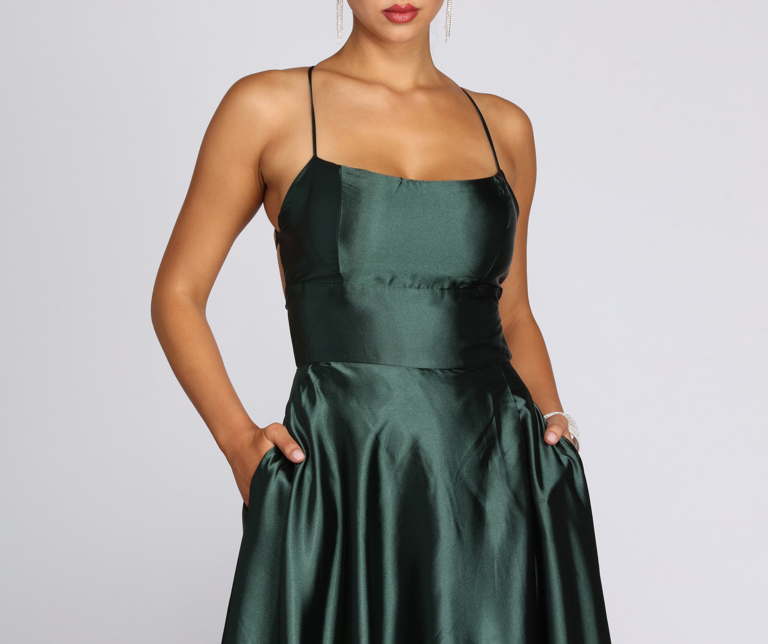 Anne Formal Lattice Satin Dress - Lady Occasions