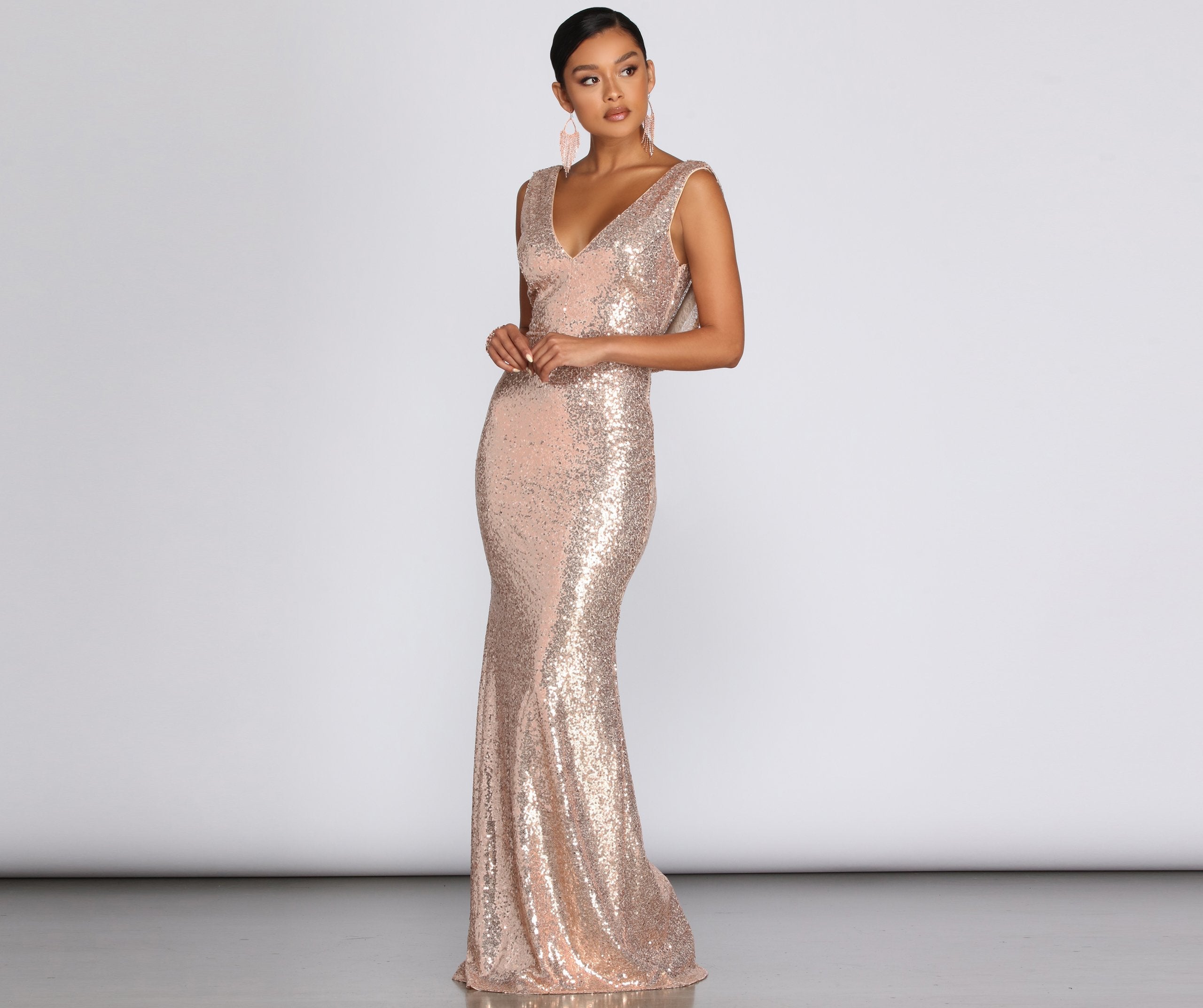 Paloma Cowl Back Sequin Gown - Lady Occasions