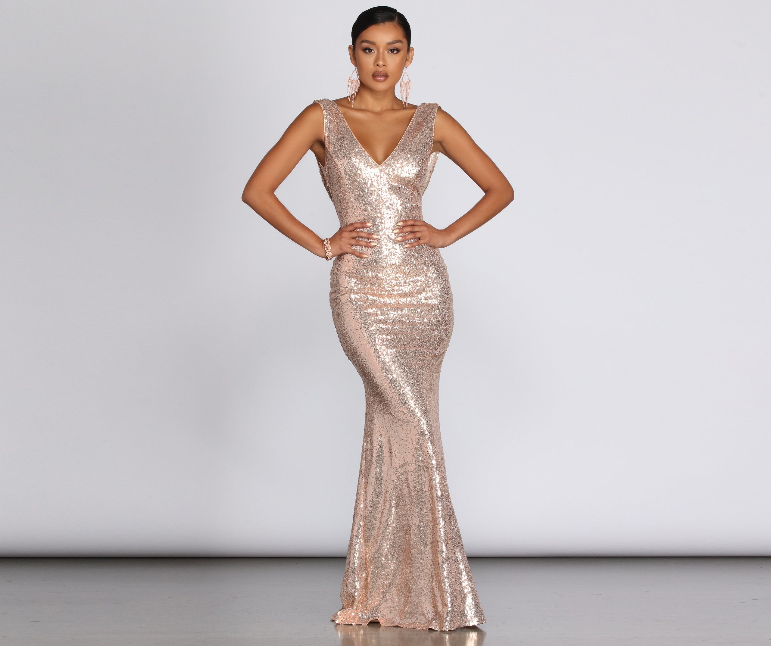 Paloma Cowl Back Sequin Gown - Lady Occasions