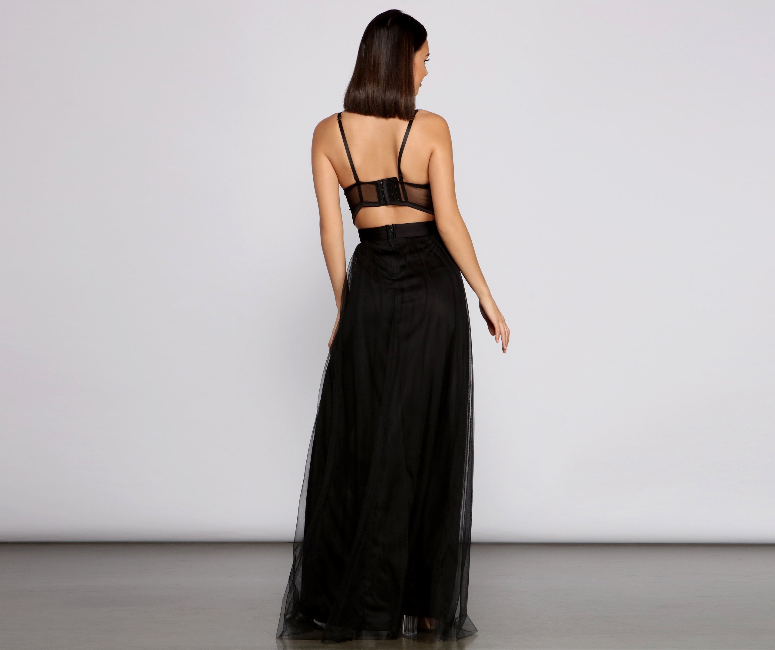 Cintra Mesh Tulle Bustier Gown - Lady Occasions