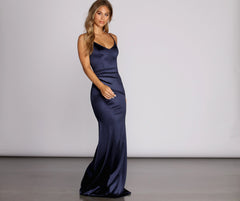 Emilia Draped Satin Gown - Lady Occasions