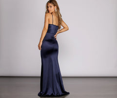 Emilia Draped Satin Gown - Lady Occasions