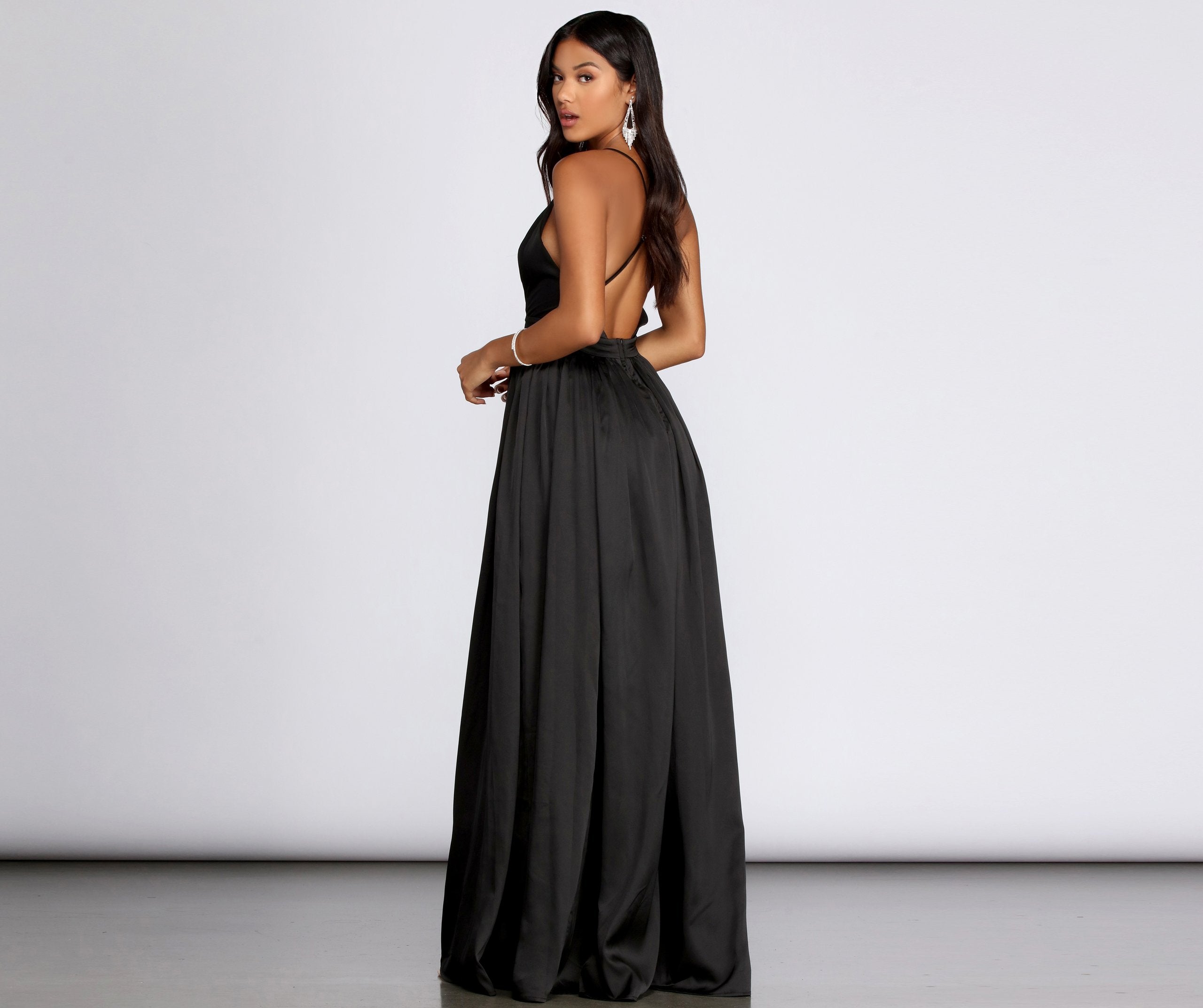 Nerissa Pleated Satin Gown - Lady Occasions