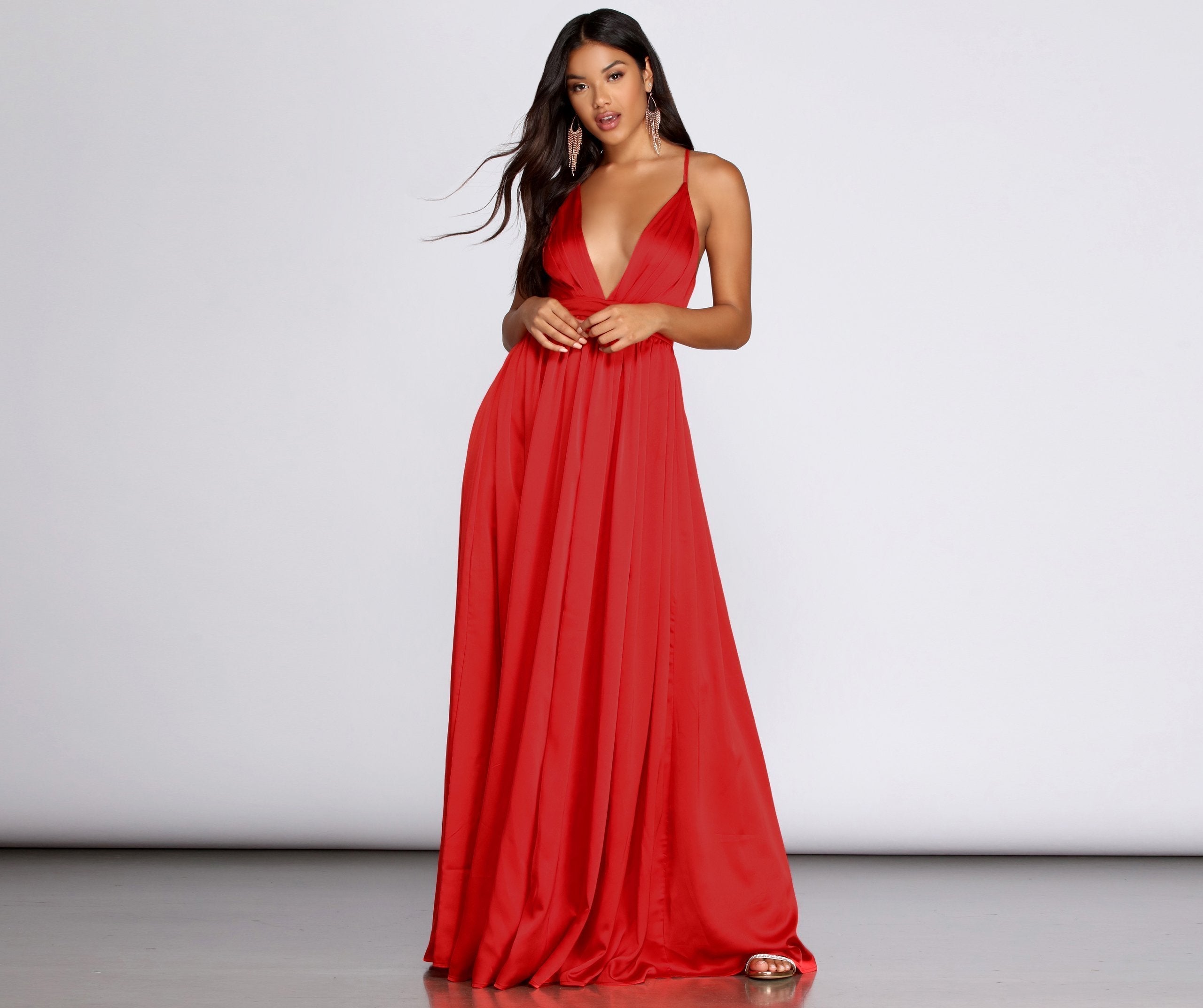 Nerissa Pleated Satin Gown - Lady Occasions