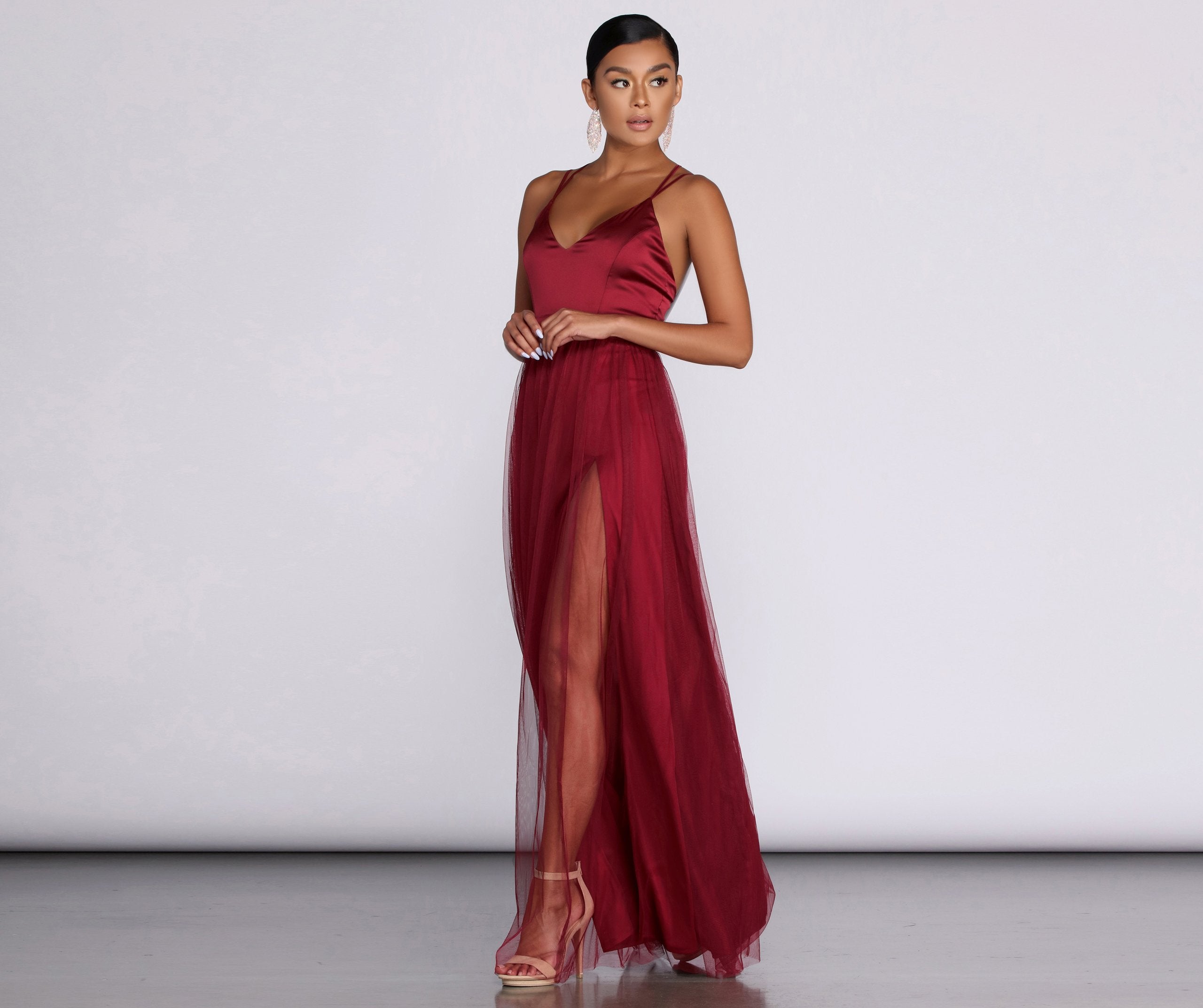 Haisley Formal Tulle And Satin Dress - Lady Occasions