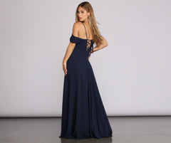 Arianne Lattice Back Chiffon Gown - Lady Occasions