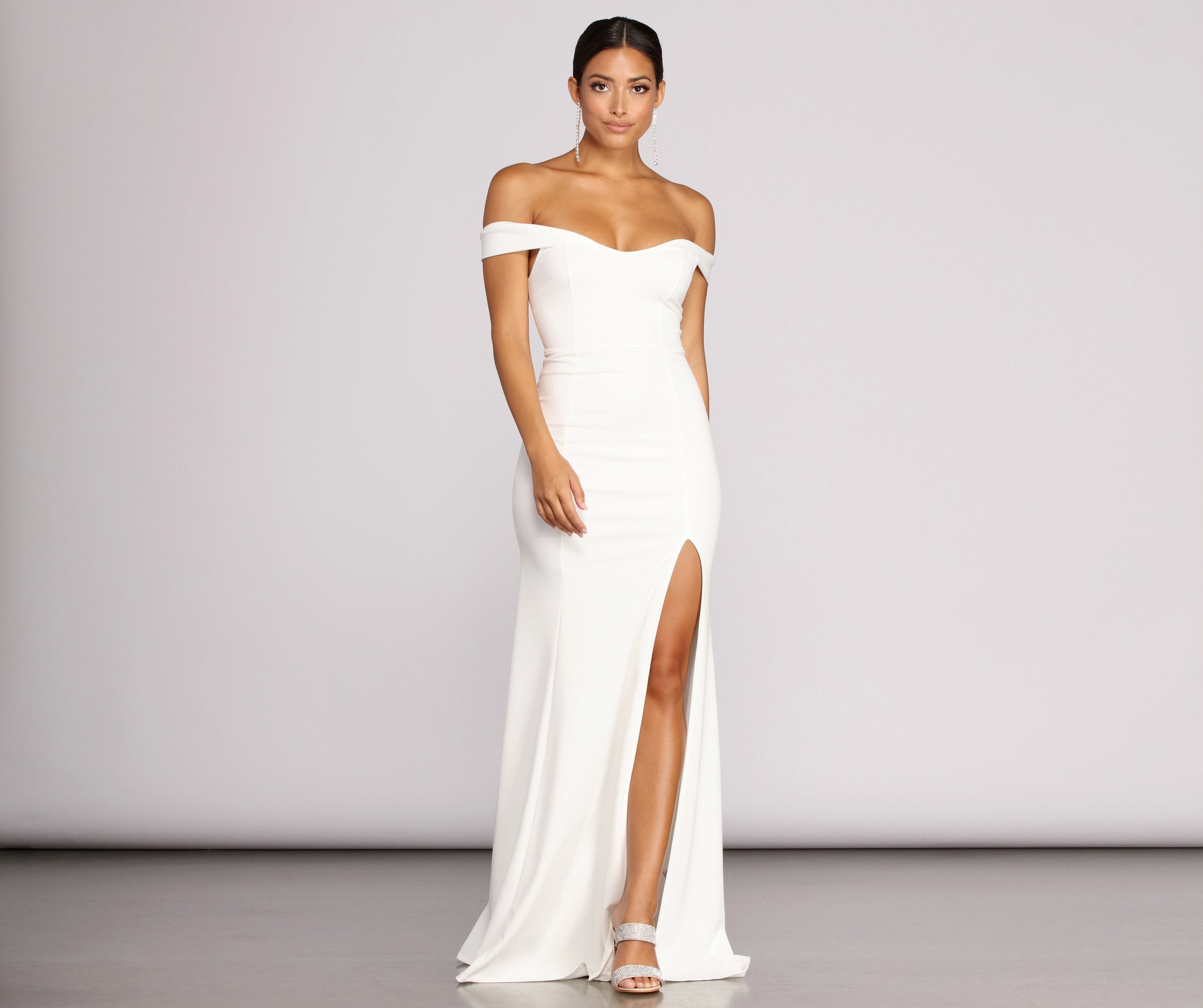 Theia Crepe Side Slit Gown - Lady Occasions