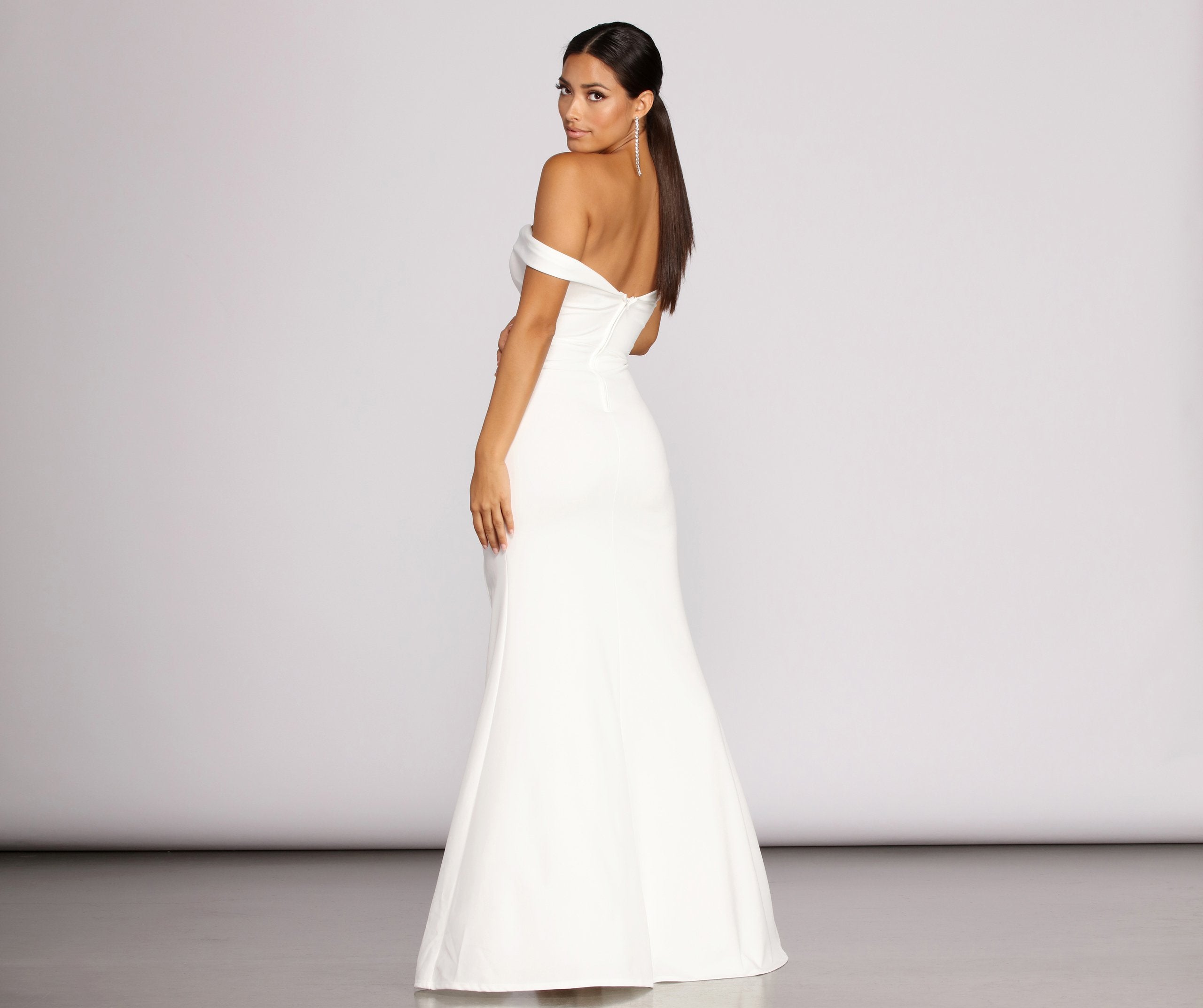 Theia Crepe Side Slit Gown - Lady Occasions