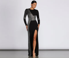 Julie Heat Stone High Slit Formal Dress - Lady Occasions