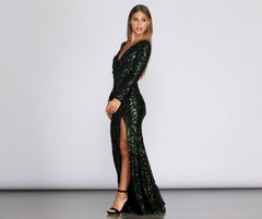 Kendall Formal High Slit Sequin Dress - Lady Occasions